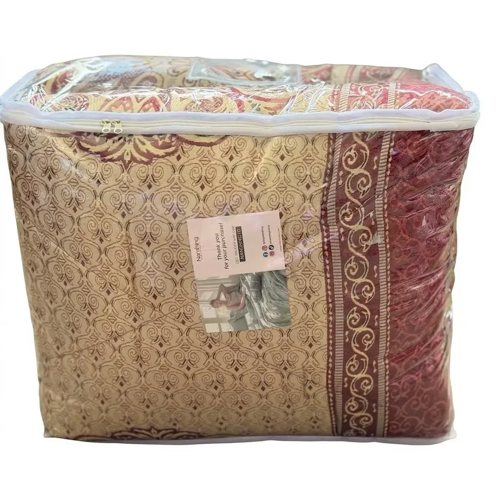 NEW! Nanshing Myhand/Prince 9PC Elegant Medallion Comforter Set Red Gold King